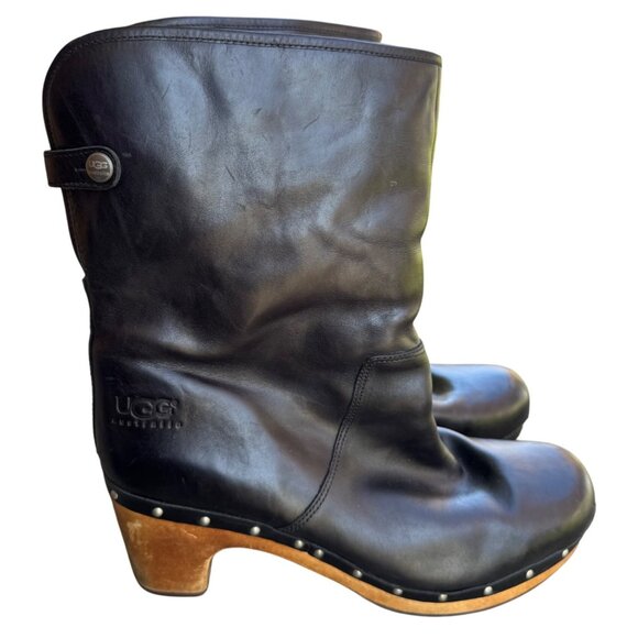 UGG Australia Lynnea Women's USA Size 10 Sheepskin Clog Boots Black Studded - Picture 3 of 14